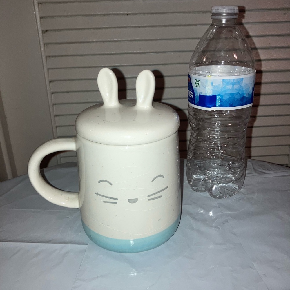 Cute Bunny Ceramic Mug with Lid